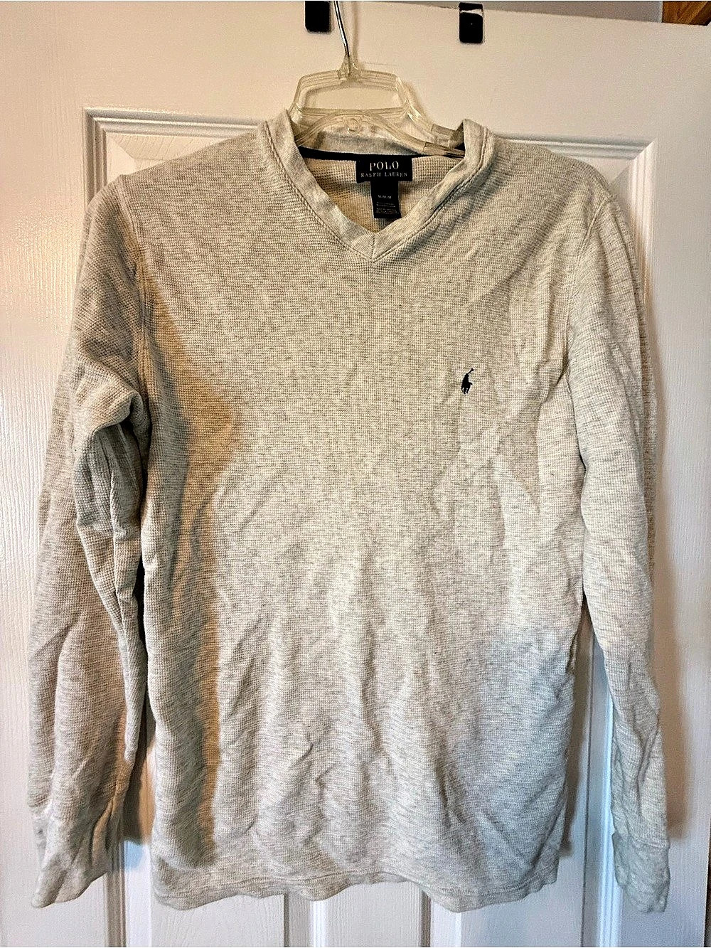 Polo Ralph Lauren Waffle-Knit Thermal V-Neck Long Sleeve Shirt